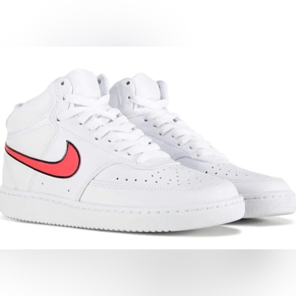 Nike Shoes - Nike Court Vision Mid White/Flash Crimson CD5436 102 Women's Size 11.5/ Men's 10
